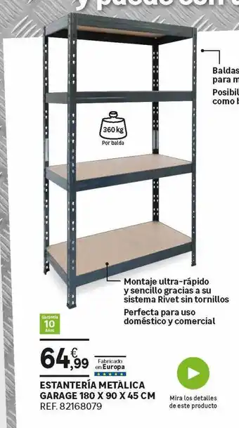 Leroy Merlin Estantería Metálica Garage 180 X 90 45 Cm oferta
