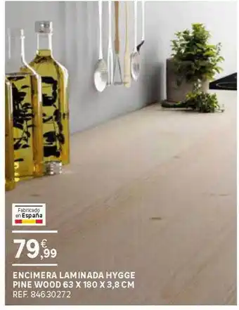Leroy Merlin Encimera Laminada Hygge Pine Wood 63 X 180 X 3.8 Cm oferta