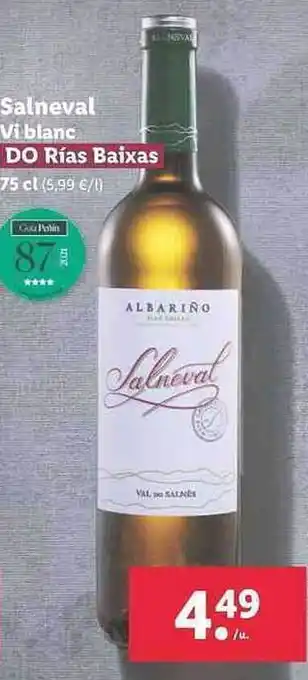 Lidl Salneval Vio Blanco Do Rías Baixas oferta