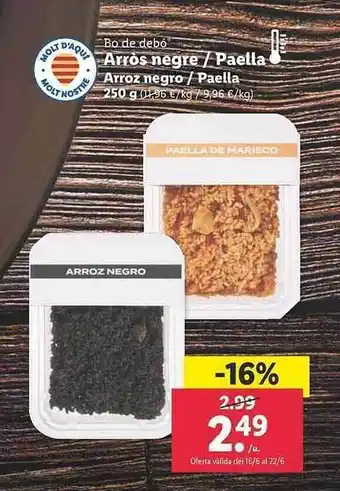 Lidl Bo De Debó Arroz Negro Paella oferta