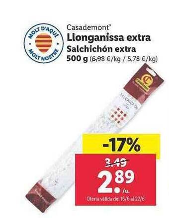 Lidl Casademont Salchichón Extra oferta