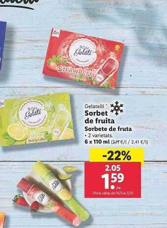 Lidl Gelatelli Sorbete De Fruta oferta