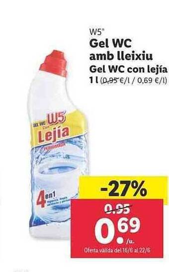 Lidl W5 Gel Wc Con Lejía oferta
