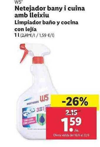 Lidl W5 Limpiador Baño Y Cocina Con Lejía oferta