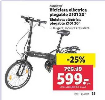 Lidl Zündapp Bicicleta Eléctrica Plegable Z101 20 oferta