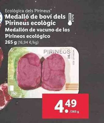 Lidl Ecològica Dels Pirineus Medallón De Vacuno De Los Pirineos Ecológico oferta