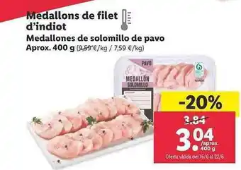 Lidl Medallones De Solomillo De Pavo oferta