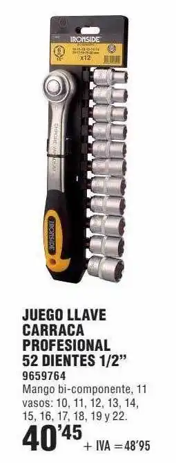 Optimus Juego Llave Carraca Profesional 52 Dientes 1-2 oferta