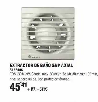 Optimus Extractor De Baño S&p Axial oferta
