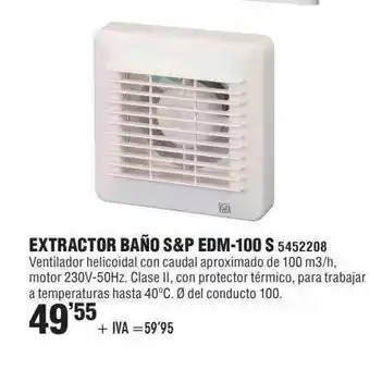 Optimus Extractor Baño S&p Edm-100 S oferta