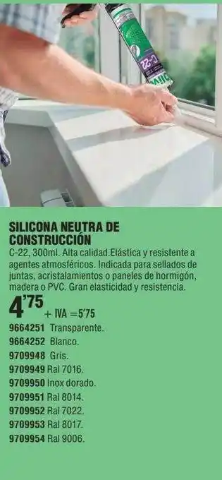 Optimus Silicona Neutra De Construcción oferta