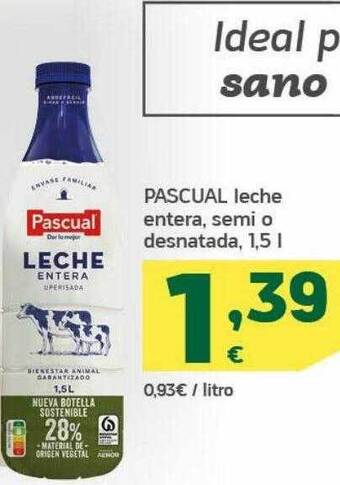 HiperDino Pascual Leche Entera Semi O Desnatada oferta