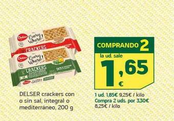 HiperDino Delser Crackers Con O Sin Sal Integral O Mediterráneo oferta
