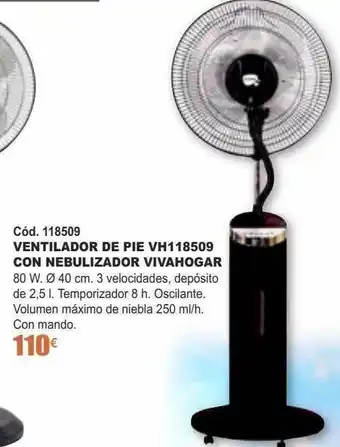 Ferrcash Ventilador De Pie Vh118509 Con Nebulizador Vivahogar oferta