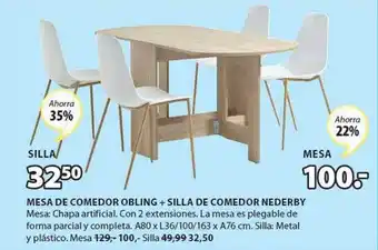 JYSK Mesa De Comedor Obling + Silla De Comedor Nederby oferta