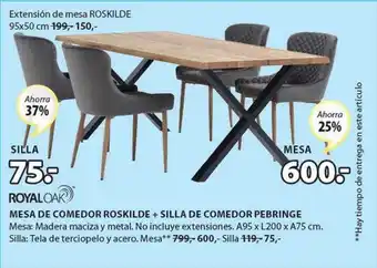 JYSK Royaloak Mesa De Comedor Roskilde + Silla De Comedor Pebringe oferta