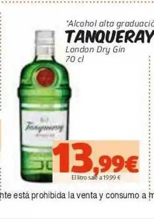 Masymas Alcohol Alta Graduación Tanqueray London Dry Gin oferta