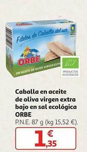 Alcampo Caballa En Aceite De Oliva Virgen Extra Bajo En Sal Ecológica Orbe oferta