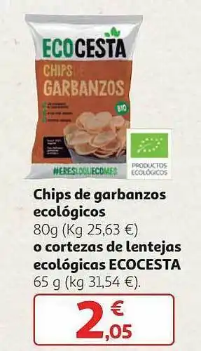 Alcampo Chops De Garbanzos Ecológicos O Cortezas De Lentejas Ecológicas Ecocesta oferta