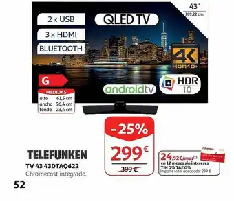 Alcampo Telefunken Tv 43dtaq622 oferta