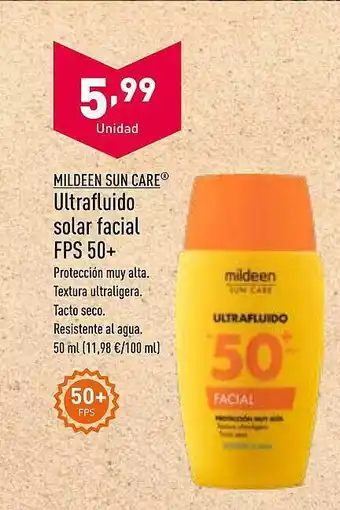ALDI Mildeen Sun Care Ultrafluido Solar Facial Fps 50+ oferta