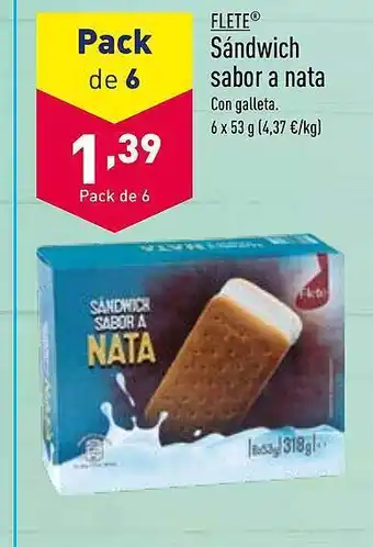 ALDI Flete Sándwich Sabor A Nata oferta
