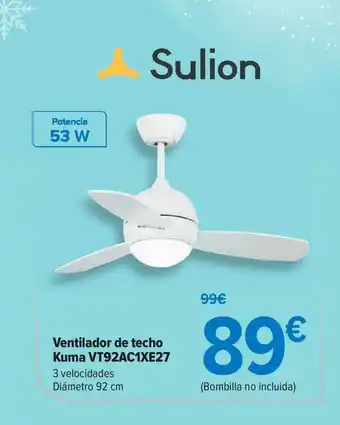 Carrefour Ventilador De Techo Kma Vt92ac1xe27 Sulion oferta