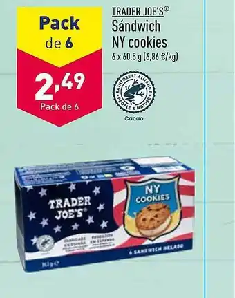 ALDI Trader Joe's Sándwich Ny Cookies oferta