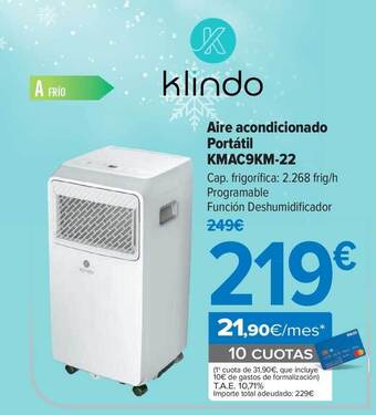 Carrefour Klindo Aire Acondicionado Portátil Kmac9km-22 oferta
