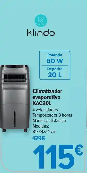Carrefour Climatizador Evaporativo Kac20l Klindo oferta