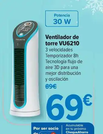 Carrefour Ventilador De Torre Vu6210 oferta