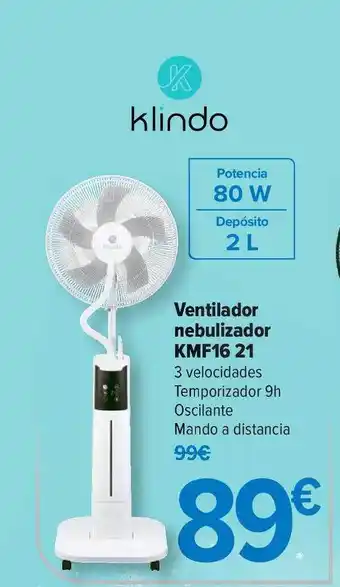 Carrefour Ventilador Nebulizador Kmf16 21 Klindo oferta