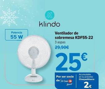 Carrefour Klindo Ventilador De Sobremesa Kdf55-22 oferta