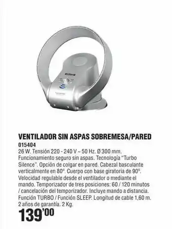 Optimus Ventilador Sin Aspas Sobremesa Pared oferta