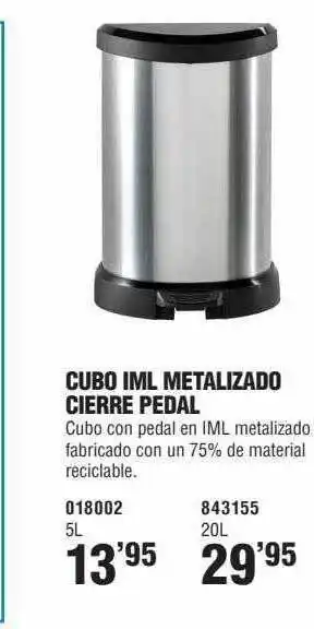 Optimus Cubo Iml Metalizado Cierre Pedal oferta