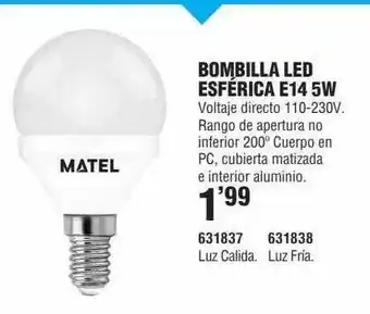 Optimus Bombilla Led Esférica E14 5w oferta