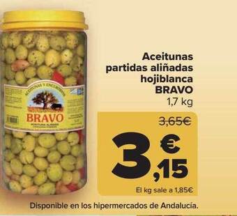 Carrefour Aceitunas Partidas Aliñadas Hojiblanca Bravo oferta