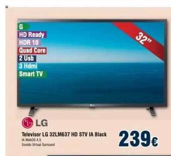 FROIZ Lg Televisor Lg 32lm637 Hd Stv Ia Black oferta
