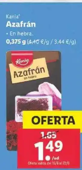 Lidl Kania Azafrán oferta
