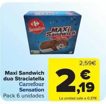 Carrefour Max Sandwich Duo Straciatella Carrefour Sensation oferta