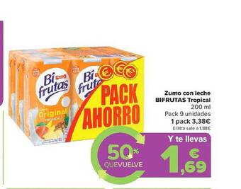 Carrefour Zumo Con Leche Bifrutas Tropical oferta