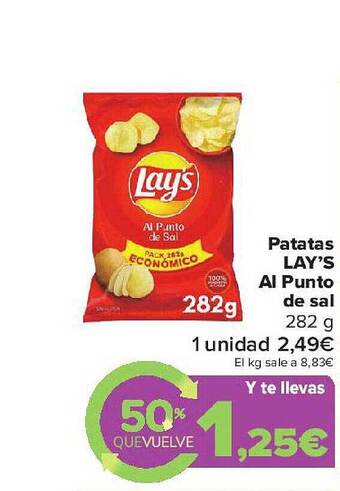 Carrefour Patatas Lay's Al Punto De Sal oferta