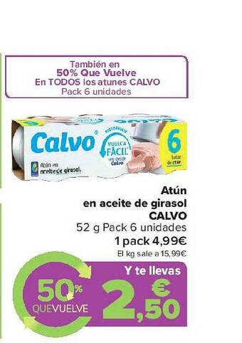 Carrefour Atún En Aceite De Girasol Calvo oferta