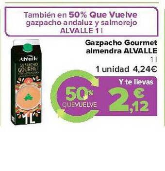 Carrefour Gazpacho Gourmet Almendra Alvalle oferta