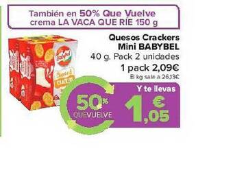 Carrefour Quesos Crackers Mini Babybel oferta
