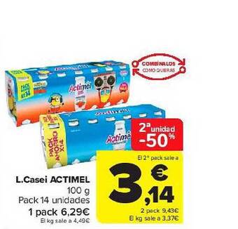 Carrefour 2a Unidad -50% L. Casei Actimel oferta