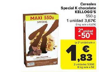 Carrefour 2a Unidad -50% Cereales Special K Chocolate Kellogg's oferta