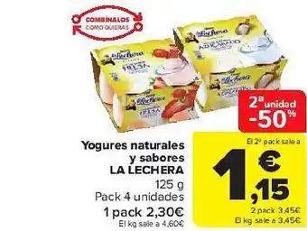 Carrefour 2a Unidad -50% Yogures Natules Y Sabores La Lechera oferta