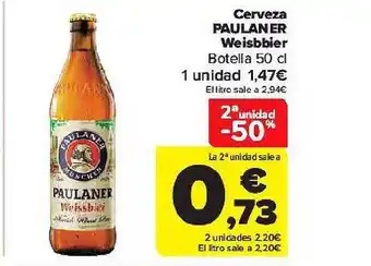 Carrefour 2a Unidad -50% Cerveza Paulaner Weisbbier oferta