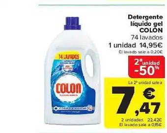 Carrefour 2a Unidad -50% Detergente Líquido Gel Colon oferta